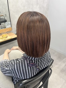 クラン 岡本(Chlan) 艶カラーワンレンボブ　ブラウンベージュ