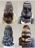 ナチュラルブルーブラック艶感ストレート美肌透明感ブルーカラー