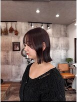 カーキヘアリンク(khaki hair link)&nbsp;首ラインボブ×ボルドーベージュ