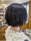 大人可愛い透明感ボブ/ブリーチなし/艶髪髪質改善
