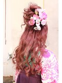 パールピンク×ゆるふわお団子ハーフアップ☆w/u岸野