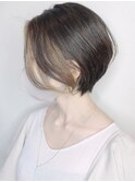 【モリオ原宿】ショートボブ前髪なしインナーカラーベージュ