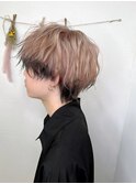 ブロンドエンドカラーマッシュウルフメンズ本厚木