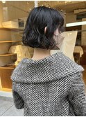 【三ツ井純】切りっぱなしボブ ニュアンスパーマ 黒髪 小顔