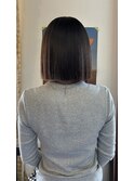 ブリーチなしグレージュ切りっぱなしボブ平行ボブヘイリーボブ