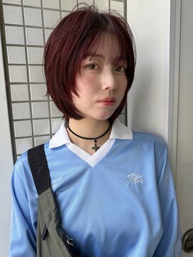 ラパンセヴェール(LA PENSEE VERT) ボブレイヤーカット×ワインレッド