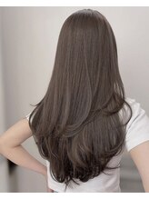 　《*透明感とくすみが手に入るグレージュカラー*》髪の赤みを消してくれるブリーチダブルカラー[前髪］