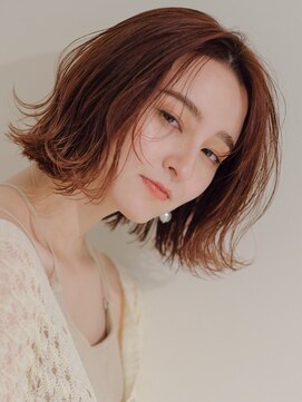 チェレ ブラン 堺東店(Chere brun) 30代40代パッツとボブ・オレンジベージュ・センターパート