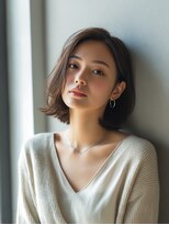 ロッソ 大橋店(Rosso) 長め前髪のすっきり耳かけボブ【大橋】