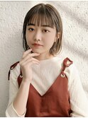 ボブロブヘアカーキグレージュオリーブベージュ大人かわいい小顔