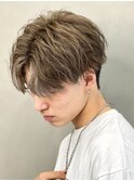 センターパートブリーチダブルカラーフェイスフレーミン