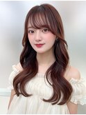 セミロング韓国ヘアレイヤーカットくびれヘアフェミニンロング