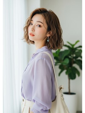 フルショウ 栄店(FURUSHO) 大人の外ハネボブ小顔レイヤーボブくすみベージュ