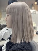 レイヤーカットミルクティーベージュケアブリーチダブルカラー