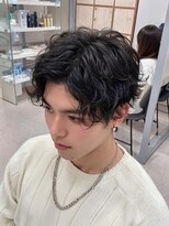 レブヘアー 西院(LEVHAIR)&nbsp;メンズパーマ/スペインカールダークアッシュ/韓国マッシュ