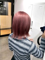 リグ 横浜(Lig.)&nbsp;チェリーレッドブリーチダブルカラー外ハネボブピンクラベンダー