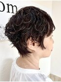 ショートケアパーマ白髪ぼかしハイライトカラーケアブリーチ