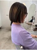 20代～50代☆細めハイライト◎バレイヤージュ◎内巻き丸みボブ