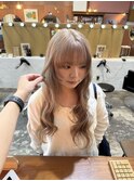 ケアブリーチミルクティーベージュカラーレイヤーカット韓国ヘア