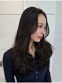顔まわりカット/レイヤーカット/ダークブラウン