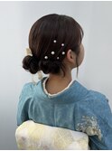 ロング　ヘアセット　カチモリヘア　袴ヘア　訪問着ヘア　