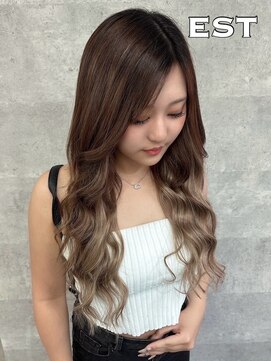 エスト 大阪梅田(EST) レミー100%高級人毛/53cm☆シールエクステ60枚+ブリーチカラー