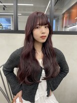 ニコ トウキョウ 渋谷(nico TOKYO)&nbsp;ダブルカラーチェリーレッドピンクブラウン韓国レイヤーロング