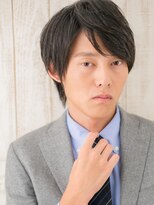 モッズヘア メン 新所沢店(mod's hair men) 30代40代斜めバング王道アッシュブラックスーツショートd新所沢