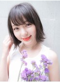流しバング グレーアッシュ 伸ばしかけヘア☆