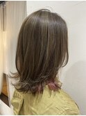 大人可愛い20代30代40代小顔ウルフレイヤーボブイヤリングカラー