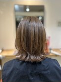 明るく染まる脱白髪染め白髪ぼかし浦和くびれボブ