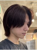 原宿メンズブリーチカラーベージュグレージュセンターパート束感