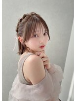 カシュカシュ 表参道(cache cache) ボブシースルーぱっつん前髪おくれ毛ロブミディアムヘアアレンジ
