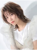 【La fith】ウルフヘア×オリーブブラウン×シースルーバング