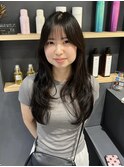 ロングレイヤー顔周りカット韓国ダークブラウン透明感ワンカール