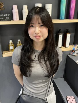 ラミエバイメルト 下北沢(lamie by melt) ロングレイヤー顔周りカット韓国ダークブラウン透明感ワンカール