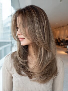ダル 渋谷/表参道(DAL.) バタフライレイヤーロングレイヤーハイトーングレージュブリーチ