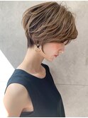 小顔ショート☆ひし形ショート×シャンパライトカラー