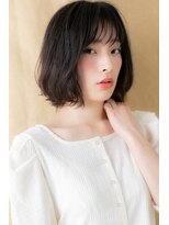 カバーヘア ブリス 上尾西口店(COVER HAIR bliss)&nbsp;黒髪ダークアッシュくせ毛風ミディアムボブZ上尾20代30代40代