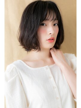 カバーヘア ブリス 上尾西口店(COVER HAIR bliss) 黒髪ダークアッシュくせ毛風ミディアムボブZ上尾20代30代40代