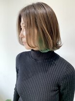 フォーク FOLK&nbsp;【FOLK】似合わせカット外ハネボブ☆インナーカラーグリーン♪
