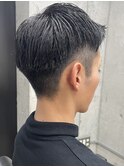 メンズ/アップバング/ツーブロックマッシュ/束感ショート/波巻き