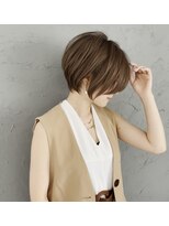 前髪あり耳掛け丸みくびれショートボブ20代30代40代50代(蘭)