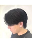 ニュアンスパーマセンターパートコンマヘアツーブロック刈り上げ