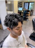刈り上げセンターパートフェザーパーマサーフカールr