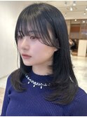 ◎美髪カールグレージュロングセミディ似合わせ前髪