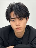 men'sメンズダウンパーマ髪質改善ブリーチなしブルーブラック