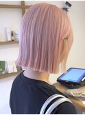 【ハイトーンボブ】ホワイトミルクティピンク×ブリーチ３回