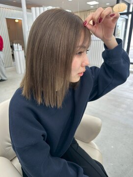 ユイマァル 岡山店(YUIMARL) ミディアムボブ20代30代40代ミルクティーベージュブリーチ