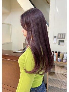 ニコ トウキョウ 渋谷(nico TOKYO) ダブルカラーチェリーレッドピンクブラウン韓国レイヤーロング